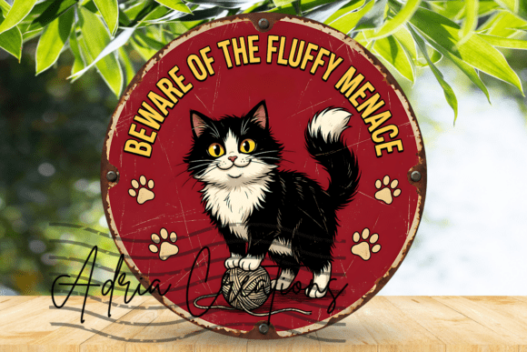 Beware of the Cat Door Sign, Wreath PNG