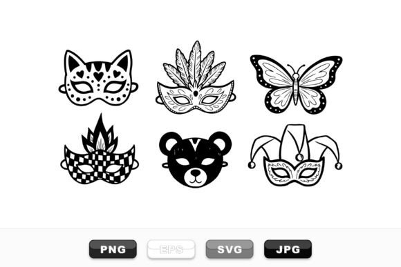 Black Carnival Mask SVG Set