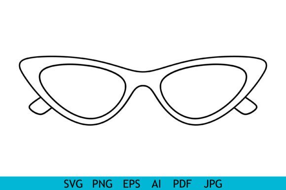 Cat Eye Sunglasses Outline Vector Icon