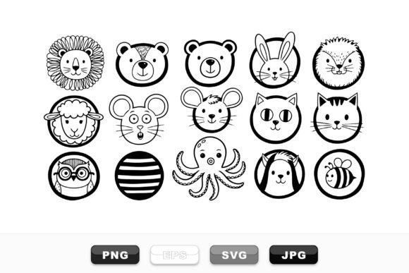 Cute Animal Faces Clipart Set