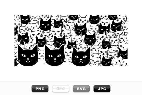 Cute Black White Cat Pattern