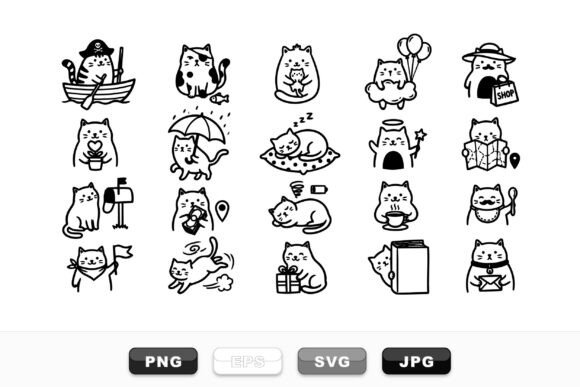 Cute Cartoon Cat Emoticon Set