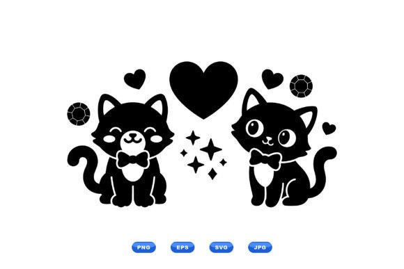Cute Cat Bowtie Clipart Set