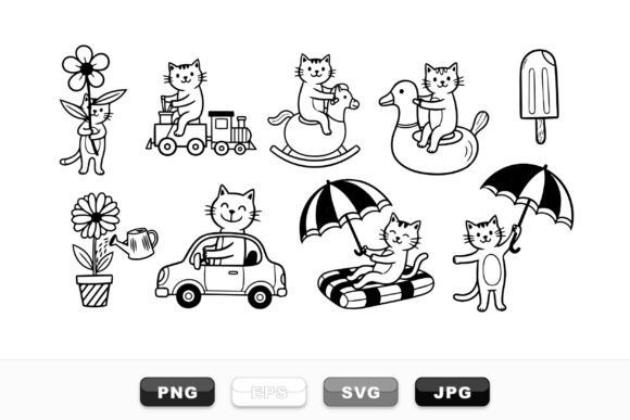 Cute Cat Cartoon Vector Set