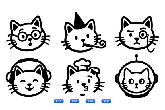 Cute Cat Icon Clipart Set