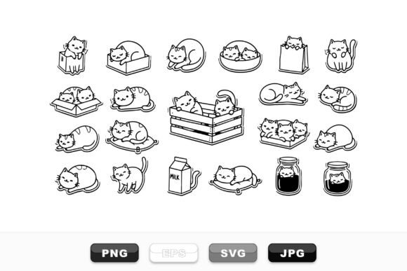Cute Cat Line Art Pack