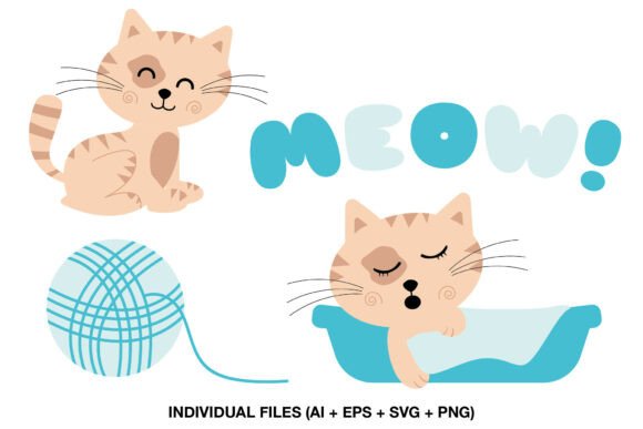 Cute Cat Nursery Graphics