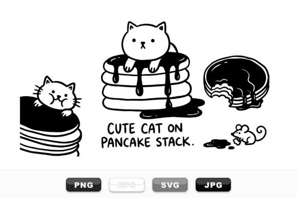 Cute Cat Pancake Clipart Set