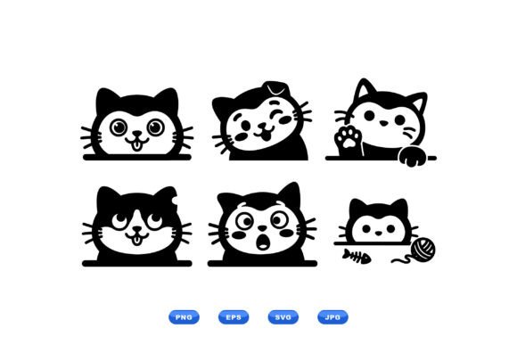 Cute Cat Peek Clipart Set