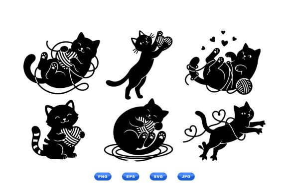 Cute Cats Yarn Clipart Set