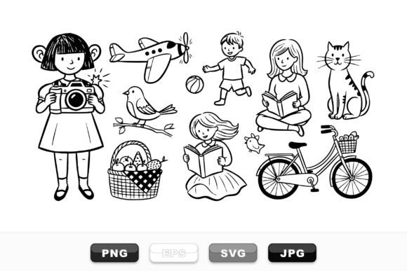 Cute Kids Daily Life Clipart Set