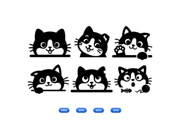 Cute Peeking Cat Clipart Pack