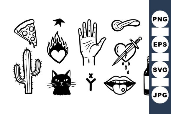 Edgy Tattoo Icon Clipart Set