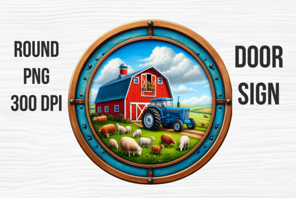 Farm Animal Barn Blue Tractor Door Sign