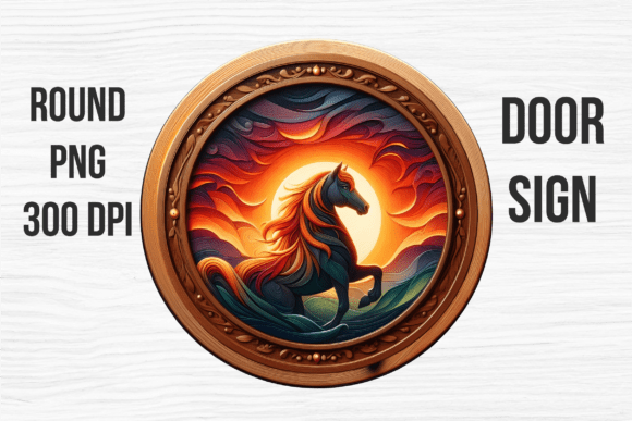 Fire Horse Sunset Silhouette Door Sign