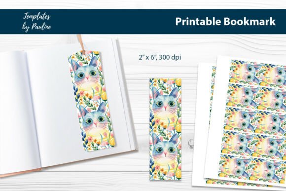 Flower Cat Printable Bookmark