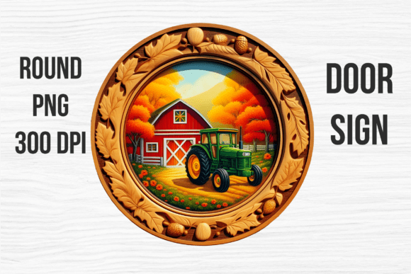 Green Tractor Harvest Barn Door Sign