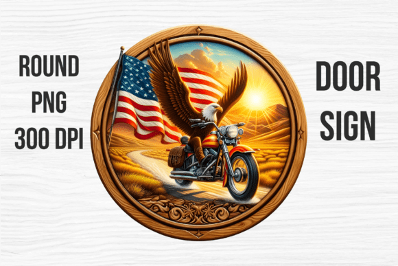 Patriotic Eagle Biker Door Sign Design