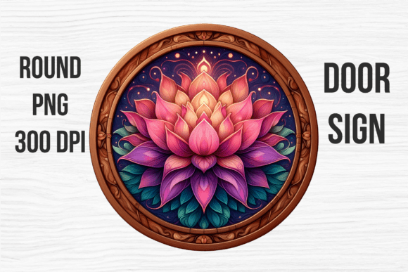Pink Lotus Flower Zen Yoga Door Sign