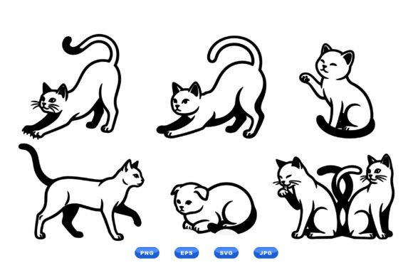 Playful Cat Silhouette SVGs