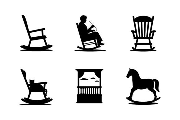 Rocking Chair Vector Silhouette Set