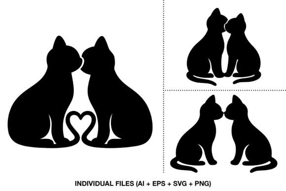 Romantic Cats SVG Silhouettes