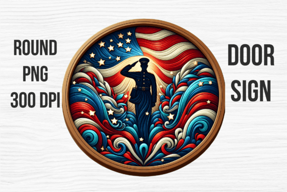 Soldier Salute American Door Sign Design