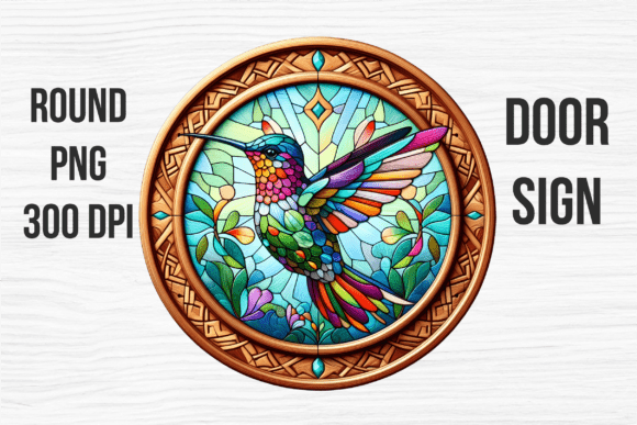 Stained Glass Hummingbird Door Sign