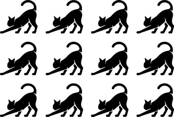 Stretching Cat Silhouette Vector Art
