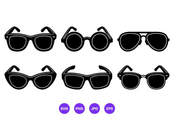 Sunglasses Vector Art Six Styles Black
