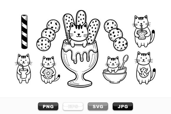 Sweet Cat Dessert Clipart Set