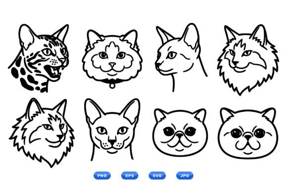 Whimsical Cat Head Clipart